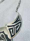 One Of The Most Detailed Hand Carved Vintage Native American Navajo Sterling Silver Necklace-Nativo Arts