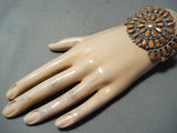 Exceptional Native American Navajo Apple Coral Cluster Sterling Silver Bracelet-Nativo Arts