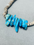 Native American Unique Vintage Santo Domingo Gilbert Turquoise Heishi Sterling Silver Necklace-Nativo Arts