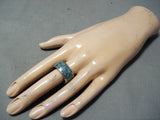 Marvelous Vintage Navajo Turquoise Sterling Silver Ring Native American Old-Nativo Arts