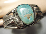 For Large Wrist Vintage Native American Navajo Royston Turquoise Leaf Sterling Silver Bracelet-Nativo Arts
