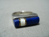 Native American Stunning Vintage Navaj Lapis Opal Sterling Silver Inlay Ring-Nativo Arts