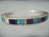 Important Ray Tracey Vintage Native American Navajo Turquoise Sugulite Sterling Silver Bracelet-Nativo Arts