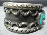 Heavy Thick Vintage Native American Navajo Damale Turquoise Sterling Silver Bracelet Old-Nativo Arts