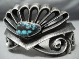Aaron Anderson Native American Navajo Godber Turquoise Sterling Silver Sandcast Bracelet-Nativo Arts