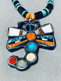 Native American Spectacular Santo Domingo Turquoise Sterling Silver Dragonfly Necklace-Nativo Arts
