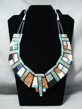 Important Intricate Native American Tirquoise Sterling Silver Necklace-Nativo Arts