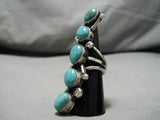 Tremendous Vintage Navajo Deepset Turquoise Sterling Silver Native American Ring-Nativo Arts