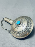 Fabulous Vintage Native American Navajo Morenci Turquoise Sterling Silver Flask-Nativo Arts