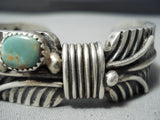 Heavy Leaf Navajo Royston Turquoise Sterling Silver Bracelet Native American-Nativo Arts