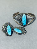 Noteworthy Vintage Native American Navajo Morenci Turquoise Sterling Silver Slave Bracelet-Nativo Arts