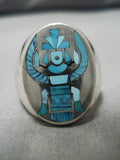 Important Harlan Coonsis Sterling Silver Native American Turquoise Ring-Nativo Arts