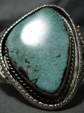 Extremely Rare Blue Jay Turquoise Vintage Native American Navajo Sterling Silver Bracelet Old-Nativo Arts