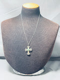 Breathtaking Vintage Native American Navajo Royston Turquoise Sterling Silver Cross-Nativo Arts