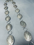 Remarkable Vintage Native American Navajo Handcarved Sterling Silver Concho Belt-Nativo Arts