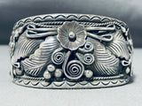 One Of The Best Vintage Native American Navajo Sterling Silver Leaf Bracelet Cuff-Nativo Arts