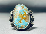 One Of The Best Vintage Native American Navajo #8 Turquoise Sterling Silver Ring-Nativo Arts