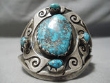 Important Vintage Native American Navajo Last Chance Turquoise Sterling Silver Bracelet Old-Nativo Arts