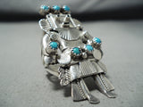 One Of The Tallest Vintage Native American Navajo Turquoise Sterling Silver Kachina Ring-Nativo Arts