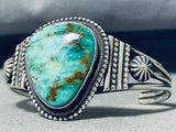Breathtaking Vintage Native American Navajo Signed Royston Turquoise Sterling Silver Bracelet-Nativo Arts