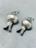 Adorable Native American Navajo Sterling Silver Squash Blossom Earrings-Nativo Arts