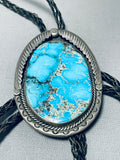 Colossal Vintage Native American Navajo Kingman Turquoise Sterling Silver Bolo-Nativo Arts