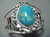 Incredible Nez Native American Navajo Kingman Turquoise Sterling Silver Bracelet-Nativo Arts