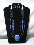 Tremendous Navajo Lapis Sterling Silver Necklace & Earring Set Native American-Nativo Arts