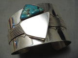 Huge Vintage Native American Navajo 3d Turquoise Sterling Silver Bracelet-Nativo Arts