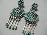Beautiful Vintage Native American Navajo Zuni Turquoise Sterling Silver Chandelier Earrings-Nativo Arts