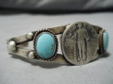 Incredible Coin And Sterling Silver Turquoise Bracelet-Nativo Arts