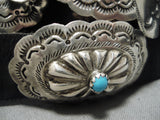 Important Vintage Native American Navajo Nila Turquoise Sterling Silver Bracelet Cuff Old-Nativo Arts