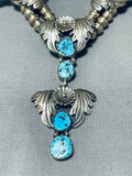 Very Brare Tiered Turquoise Vintage Native American Navajo Sterling Silver Necklace-Nativo Arts
