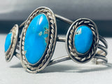 Old Deposit Blue Gem Turquoise Vintage Native American Navajo Sterling Silver Bracelet-Nativo Arts