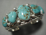 Striking Vintage Native American Navajo Harrison Jim Sterling Silver Green Turquoise Bracelet-Nativo Arts
