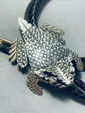 Magnificent Native American Navajo Sterling Silver Toad Signed Ben Benally Bolo-Nativo Arts