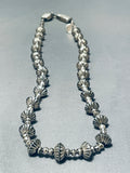 Orville Tsinnie Very Rare Vintage Native American Navajo Hand Tooled Sterling Silver Necklace-Nativo Arts