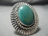 Huge Wave Master Native American Green Turquoise Sterling Silver Ring-Nativo Arts