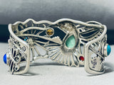 Extreme Intricacy Hummingbird Sterling Silver Turquoise Bracelet Cuff-Nativo Arts