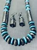 Long Tubule Native American Navajo Turquoise Sterling Silver Necklace-Nativo Arts