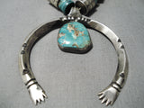 Completely Hand Tooled Sterling Silver Vintage Native American Navajo Turquoise Necklace-Nativo Arts