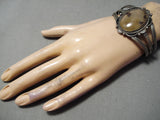 Earlier Vintage Native American Navajo Agate Petrified Wood Sterling Silver Bracelet Old-Nativo Arts