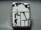 Breathtaking Native American Navajo White Buffalo Turquoise Sterling Silver Ring-Nativo Arts