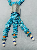 One Of The Most Unique Vintage Native American Navajo Tubule Sterling Silver Turquoise Necklace-Nativo Arts