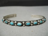 Sky Blue Vintage Native American Navajo Sterling Silver Bracelet Cuff Old-Nativo Arts