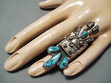 Huge Katsina Navajo Turquoise Sterling Silver Ring Native American-Nativo Arts