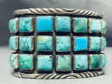 One Of The Best Vintage Native American Navajo Square Turquoise Sterling Silver Bracelet-Nativo Arts