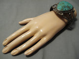 Huge Vintage Native American Navajo Tom Begay Green Turquyoise Sterling Silver Bracelet Cuff Old-Nativo Arts