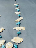 One Of The Most Intricately Hand Carved Vintage Native American Zuni Turquoise Necklace-Nativo Arts