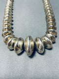 Hand Hammered Sterling Silver Vintage Native American Navajo Bead Necklace-Nativo Arts